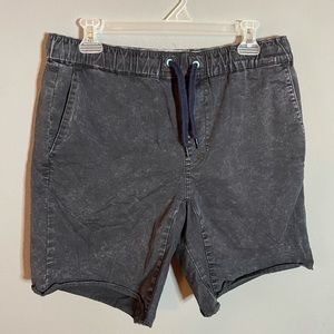 Navy acid wash shorts